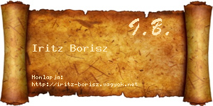 Iritz Borisz névjegykártya